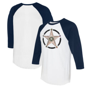Women's Tiny Turnip White/Navy Houston Astros Military Star 3/4-Sleeve Raglan T-Shirt