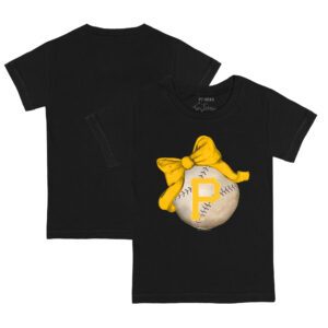 Infant Tiny Turnip Black Pittsburgh Pirates Baseball Bow T-Shirt