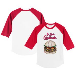 Infant Tiny Turnip White/Red St. Louis Cardinals Burger Raglan 3/4 Sleeve T-Shirt
