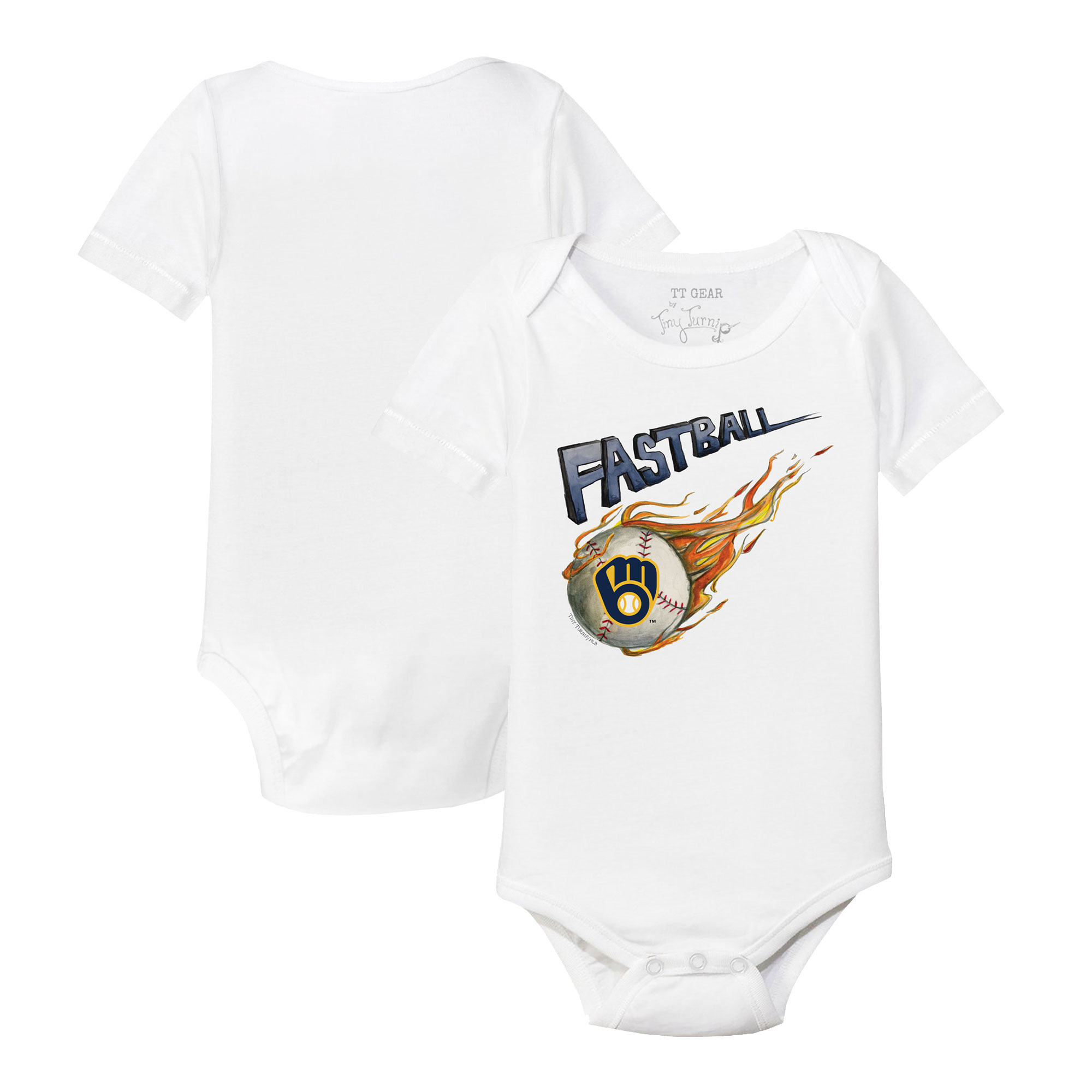 Infant Tiny Turnip White Milwaukee Brewers Fastball Bodysuit