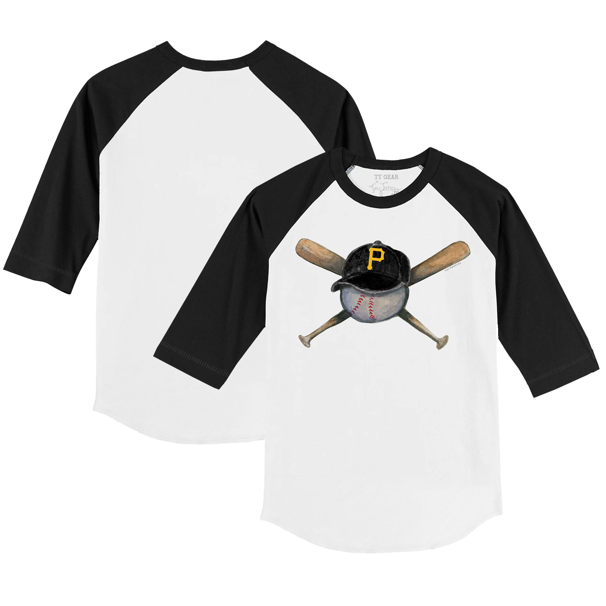 Infant Tiny Turnip White/Black Pittsburgh Pirates Hat Crossbats Raglan 3/4 Sleeve T-Shirt