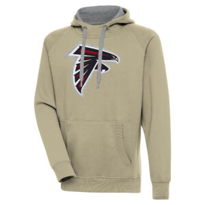 Men's Antigua  Khaki Atlanta Falcons Primary Logo Victory Pullover Hoodie