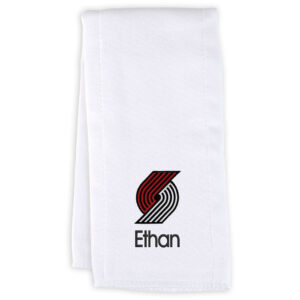Infant White Portland Trail Blazers Personalized Burp Cloth