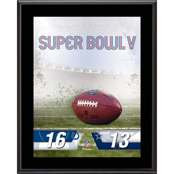 Baltimore Colts vs. Dallas Cowboys Super Bowl V 10.5" x 13" Sublimated Plaque