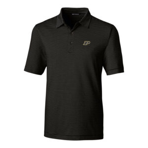 Men's Cutter & Buck Black Purdue Boilermakers Forge Pencil Stripe Polo