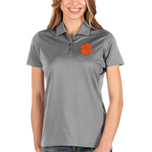 Women's Antigua Charcoal Clemson Tigers Balance Polo