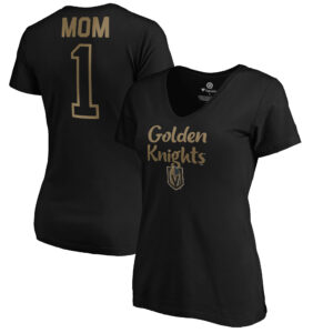 Women's Black Vegas Golden Knights #1 Mom V-Neck T-Shirt