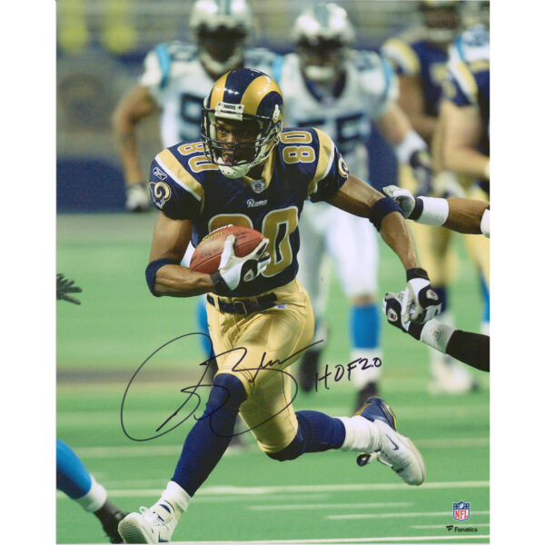 Isaac Bruce St. Louis Rams Autographed 16" x 20" Running Photograph with "HOF 20" Inscription