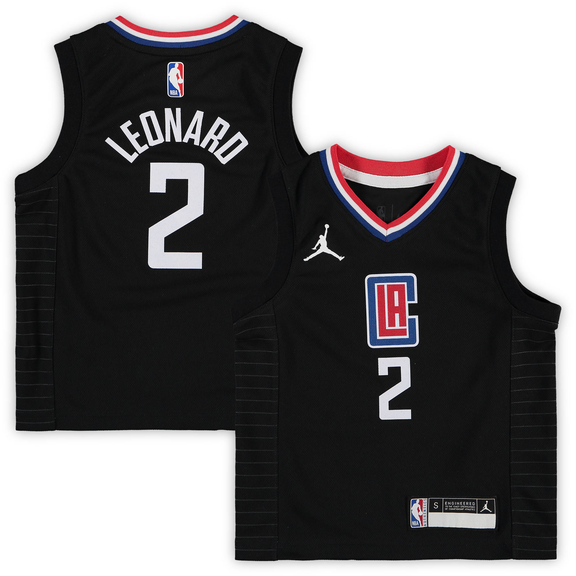 Preschool Jordan Brand Kawhi Leonard Black LA Clippers 2020/21 Fast Break Replica Jersey - Statement Edition - Image 2
