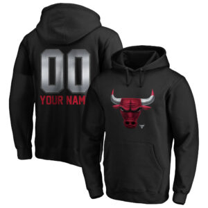 Men's Black Chicago Bulls Midnight Mascot Personalized Name & Number Pullover Hoodie