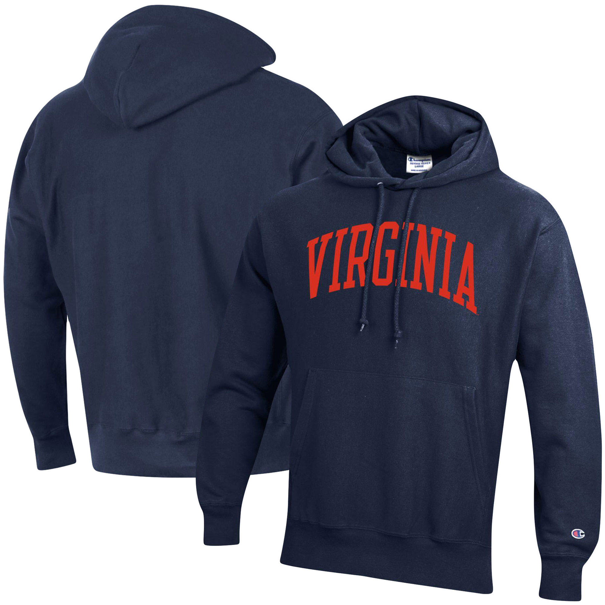 Men's Champion Navy Virginia Cavaliers Team Arch Reverse Weave Pullover Hoodie - Image 2