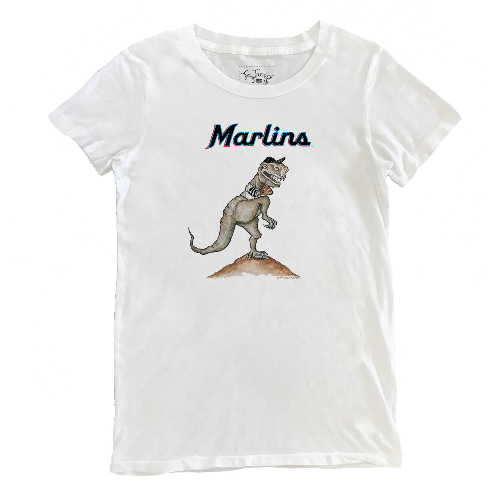 Women's Tiny Turnip White Miami Marlins TT Rex T-Shirt