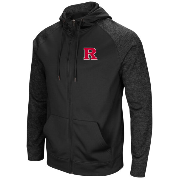 Men's Colosseum Black Rutgers Scarlet Knights Blackout 3.0 Tonal Raglan Full-Zip Hoodie - Image 6