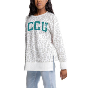 Women's Gameday Couture Gray Coastal Carolina Chanticleers Side-Slit French Terry Crewneck Sweatshirt