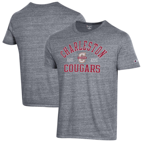 Men's Champion Heathered Gray Charleston Cougars Ultimate Tri-Blend T-Shirt - Image 5