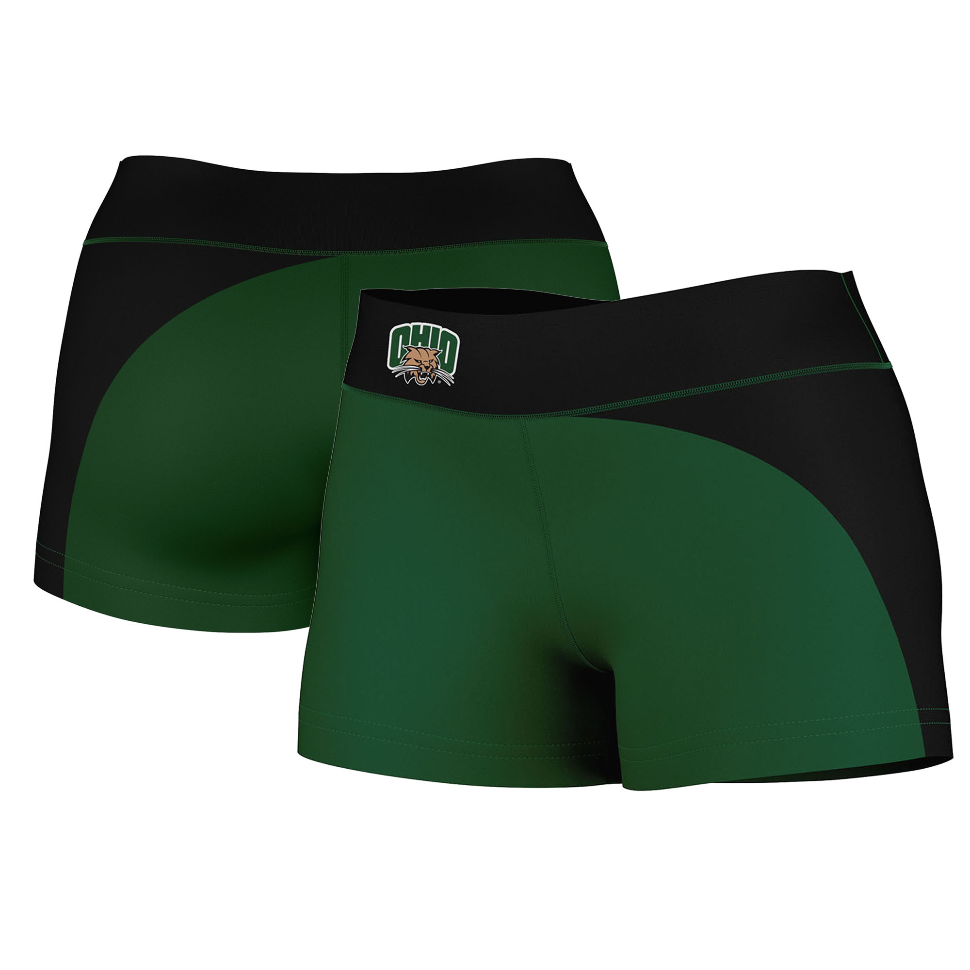 Women's Green/Black Ohio Bobcats Curve Side Shorties