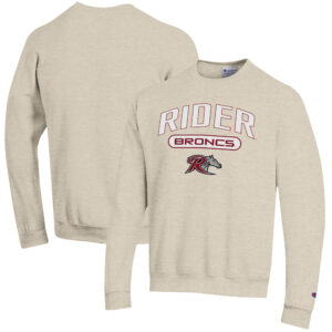 Men's Champion Oatmeal Rider Broncs Eco Powerblend Crewneck Pullover Sweatshirt