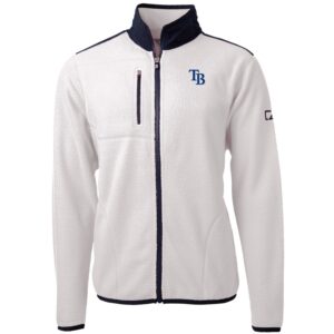 Men's Cutter & Buck White Tampa Bay Rays Big & Tall Cascade Eco Sherpa Fleece Full-Zip Jacket