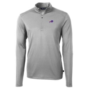 Men's Cutter & Buck Gray Buffalo Bills Big & Tall Virtue Eco Pique Quarter-Zip Pullover Jacket
