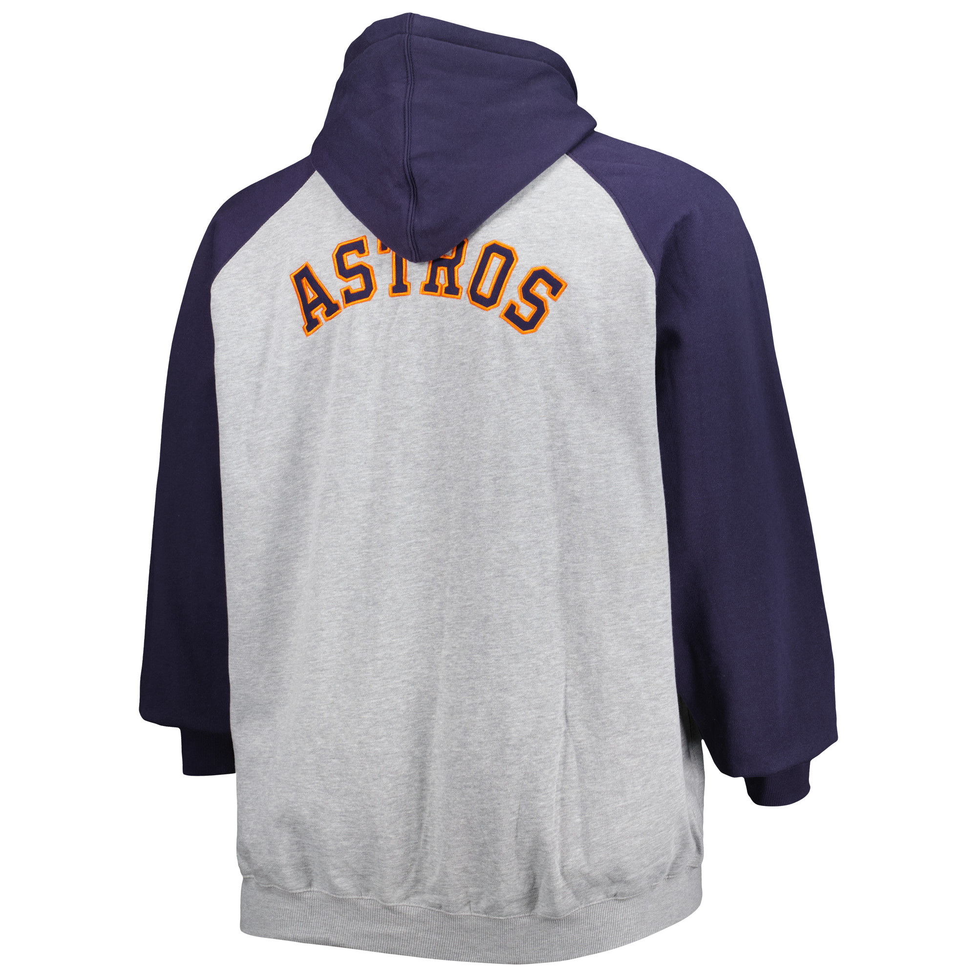 Men's Heathered Gray/Navy Houston Astros Big & Tall Raglan Full-Zip Hoodie - Image 7
