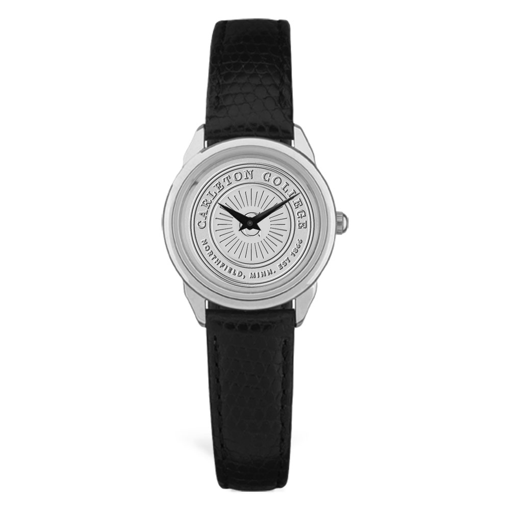 Women's Black Carleton Knights Medallion Leather Wristwatch