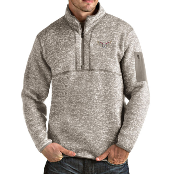 Men's Antigua Heathered Gray Philadelphia Wings Fortune Half-Zip Pullover Jacket