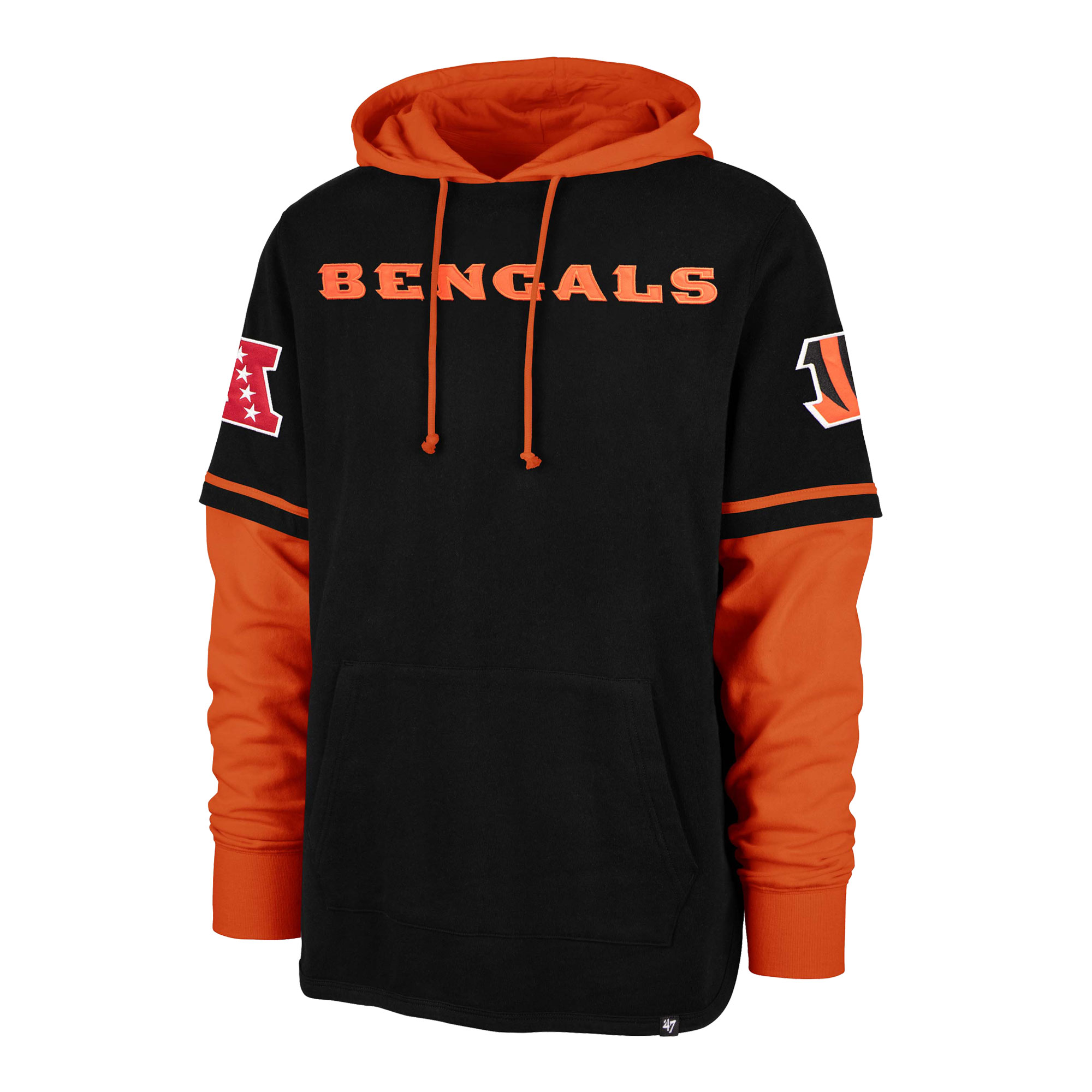 Men's '47 Black Cincinnati Bengals Shortstop Pullover Hoodie - Image 6