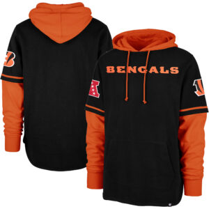 Men's '47 Black Cincinnati Bengals Shortstop Pullover Hoodie
