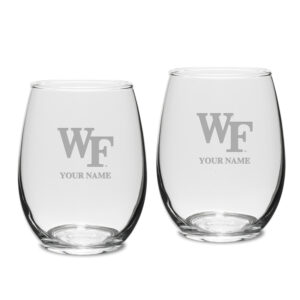 Wake Forest Demon Deacons Personalized 15oz. 2-Piece Stemless Wine Glass Set