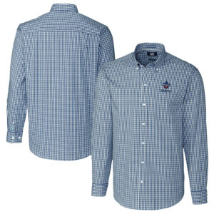 Men's Cutter & Buck Navy New Orleans Saints Easy Care Stretch Gingham Big & Tall Long Sleeve Button-Down Shirt