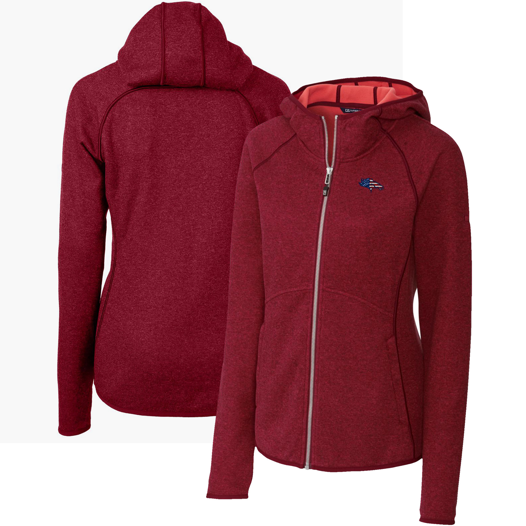 Women's Cutter & Buck Heathered Red Denver Broncos Mainsail Full-Zip Jacket - Image 5