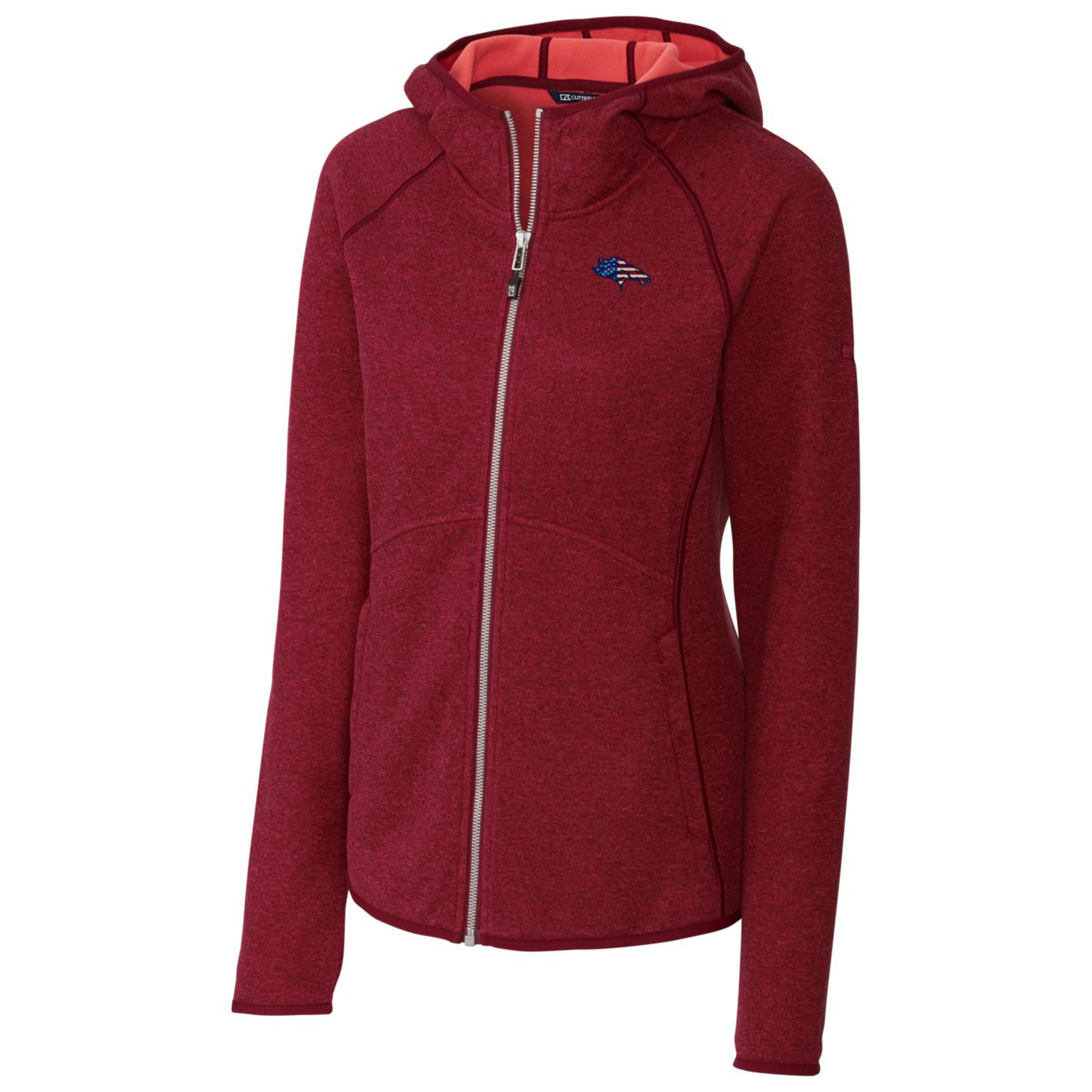 Women's Cutter & Buck Heathered Red Denver Broncos Mainsail Full-Zip Jacket - Image 3