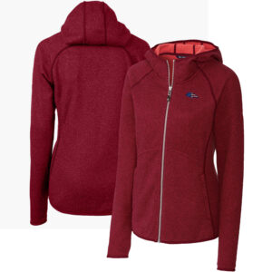 Women's Cutter & Buck Heathered Red Denver Broncos Mainsail Full-Zip Jacket