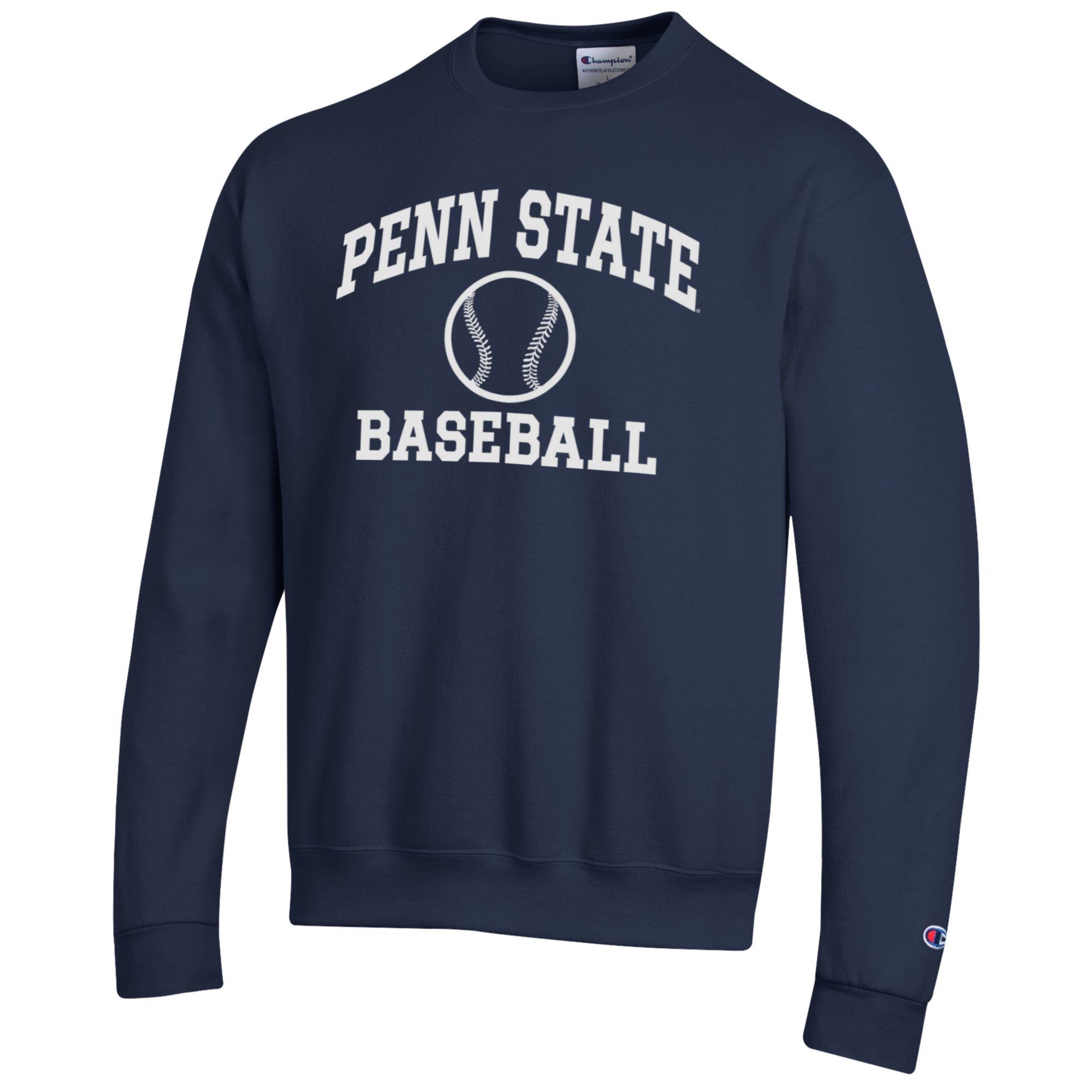 Men's Champion Navy Penn State Nittany Lions Baseball Icon Crewneck Pullover Sweatshirt - Image 3