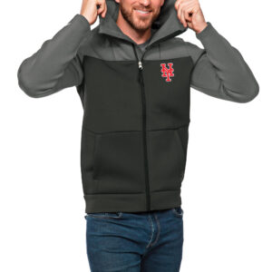 Men's Antigua Steel/Charcoal New York Mets Protect Full-Zip Hoodie