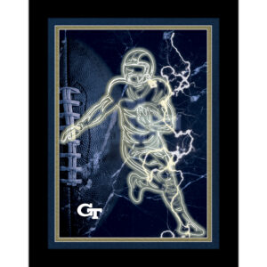 Black Georgia Tech Yellow Jackets 12'' x 16'' Framed Neon Player Print