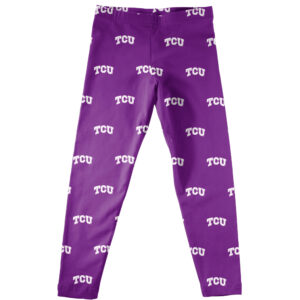 Girls Infant Vive La Fete Purple TCU Horned Frogs All Over Print Leggings