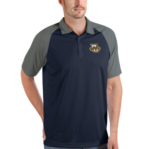 Men's Antigua Navy/Steel Marquette Golden Eagles Nova Polo