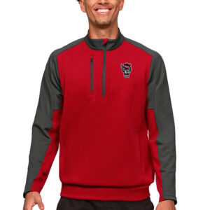 Men's Antigua Red/Charcoal NC State Wolfpack Team Quarter-Zip Pullover Top
