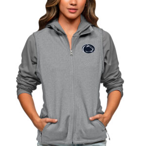 Women's Antigua Heather Gray Penn State Nittany Lions Course Full-Zip Vest