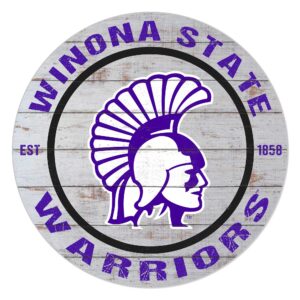 Winona State Warriors 20'' x 20'' Indoor/Outdoor Weathered Circle Sign