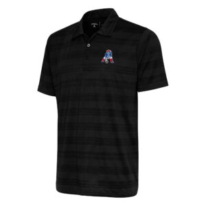 Men's Antigua Black New England Patriots Team Logo Throwback Compass Polo