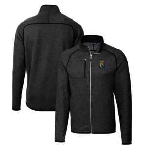 Men's Cutter & Buck Heather Charcoal FIU Panthers Mainsail Sweater-Knit Big & Tall Full-Zip Jacket