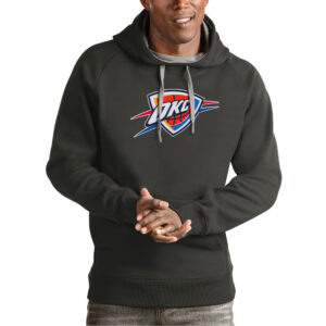Men's Antigua Charcoal Oklahoma City Thunder Team Logo Victory Pullover Hoodie