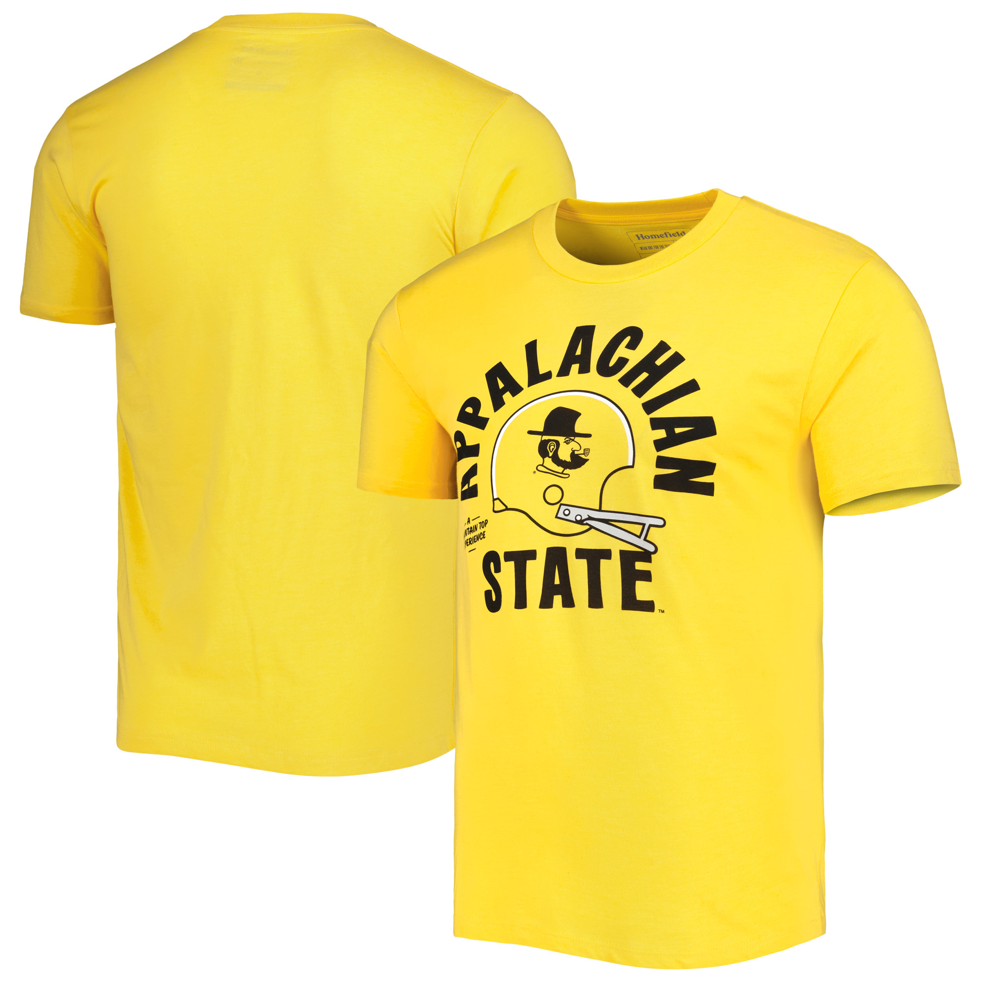 Men's Homefield Gold Appalachian State Mountaineers Victory Yosef Vintage Football Helmet T-Shirt