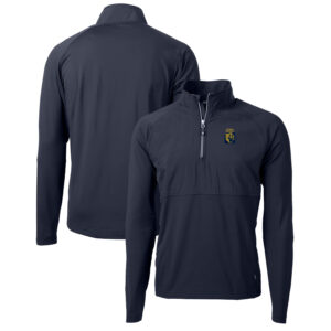 Men's Cutter & Buck Navy FIU Panthers Adapt Eco Knit Hybrid Recycled Quarter-Zip Pullover Top