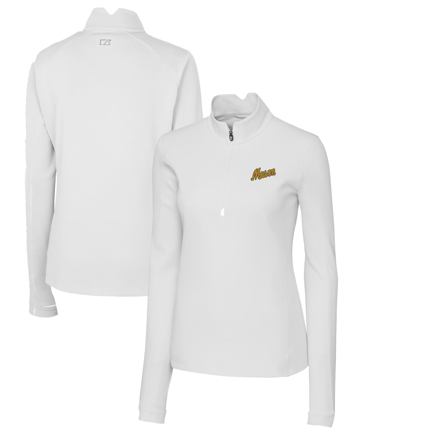 Women's Cutter & Buck White George Mason Patriots Traverse Stretch Quarter-Zip Pullover Top - Image 5