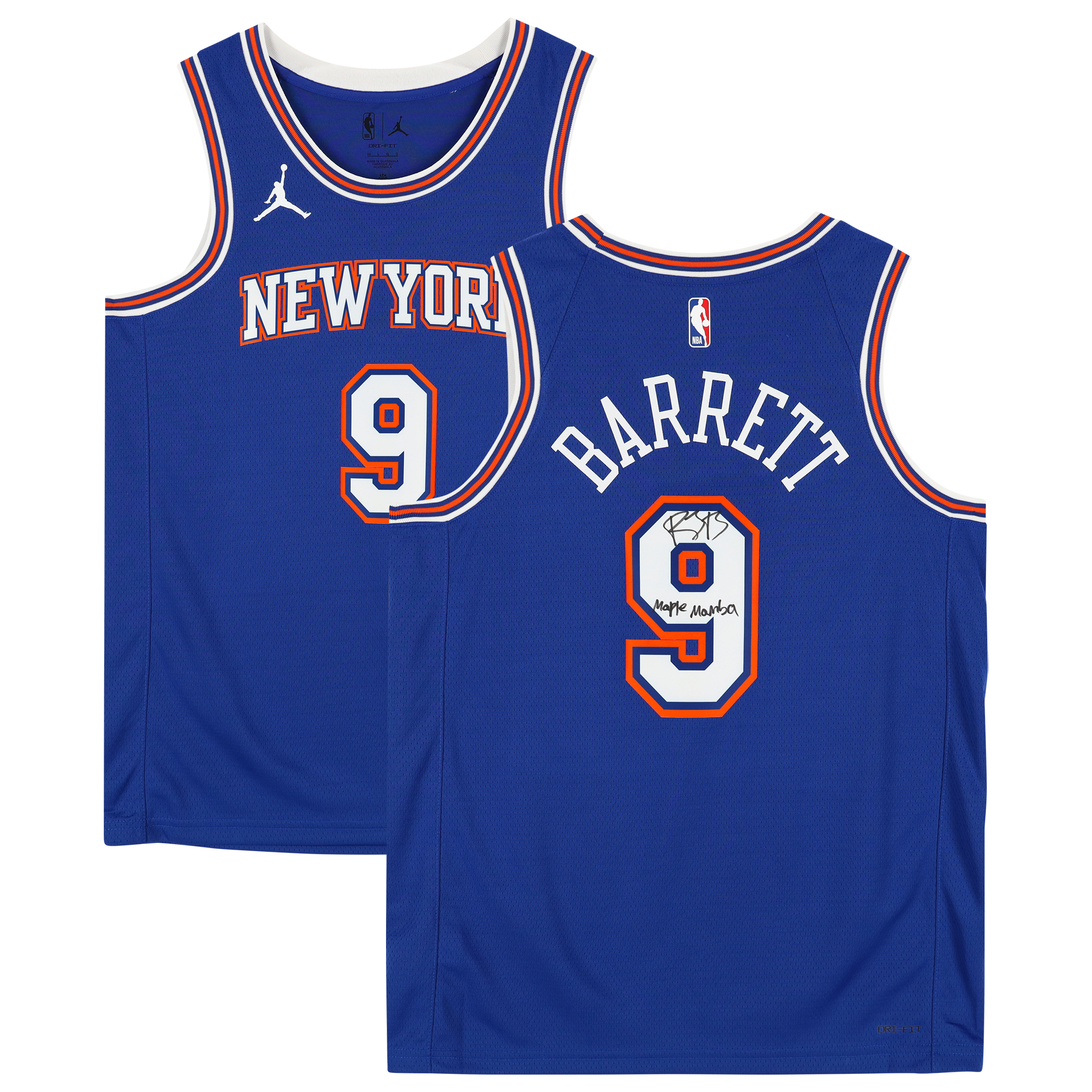 R.J. Barrett Blue New York Knicks Autographed Jordan Brand 2020-21 Statement Swingman Jersey with "Maple Mamba" Inscription