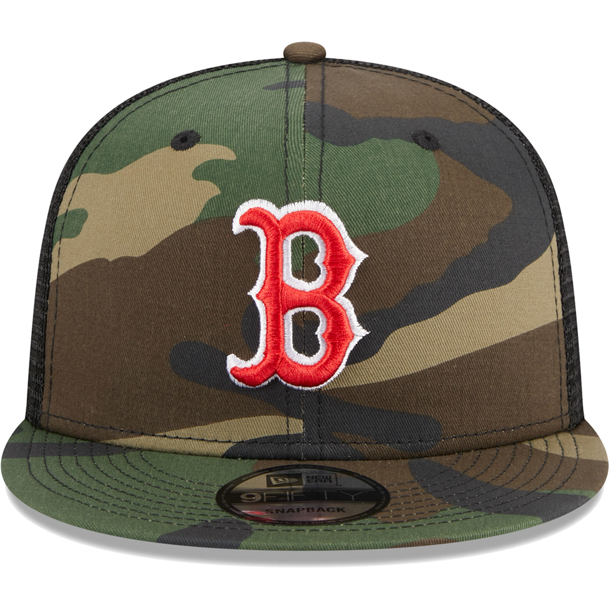 Men's New Era Camo Boston Red Sox Woodland Camo Trucker 9FIFTY Snapback Hat - Image 3