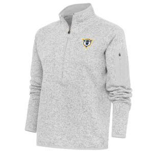 Women's Antigua Heather Gray Fort Wayne Mad Ants Fortune Half-Zip Pullover Jacket